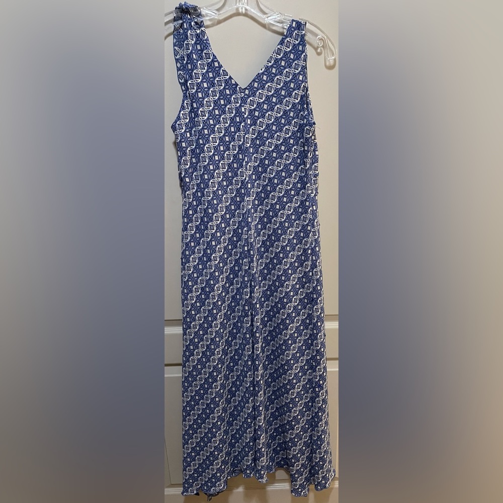 Jonathan Martin Blue Lined Long Dress With Tie Straps Size 16 - Picture 2 of 4